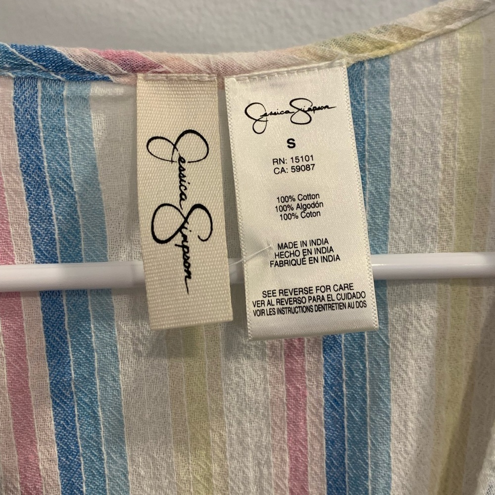 Jessica Simpson Blue and Pink Tie Front Swim Coverup - Picture 8 of 13
